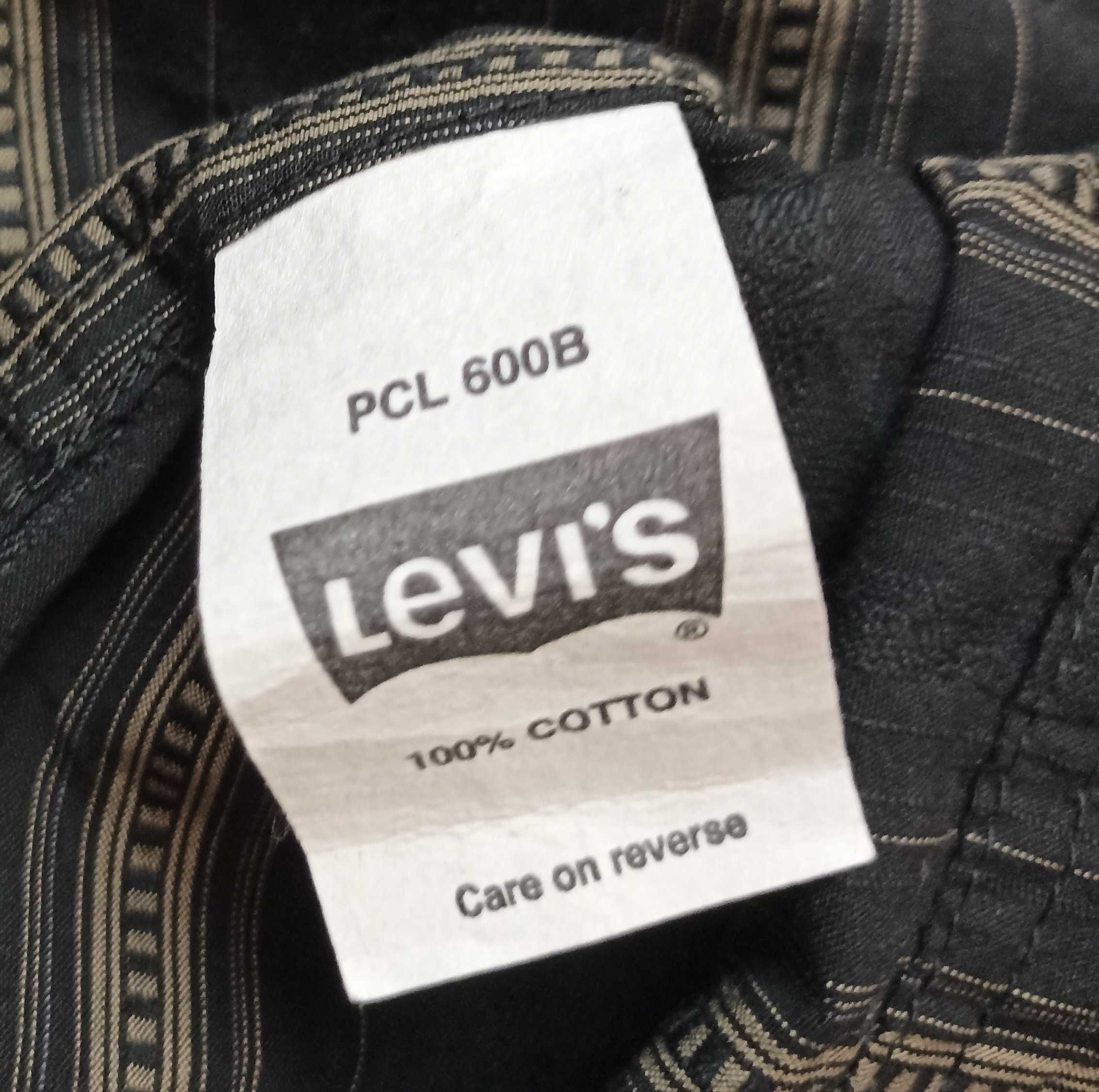 Levi's czarna koszula na krótki rękaw w beżowe paski XL