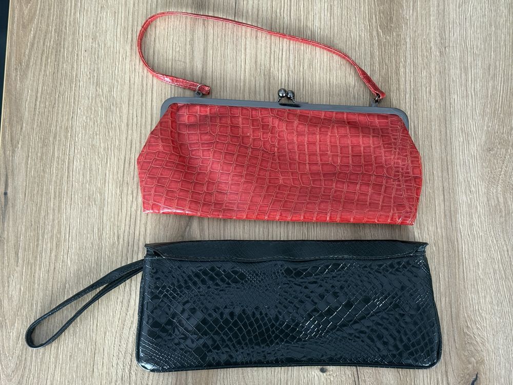 Zestaw 2 eleganckich torebek wieczorowych – czarna i czerwona