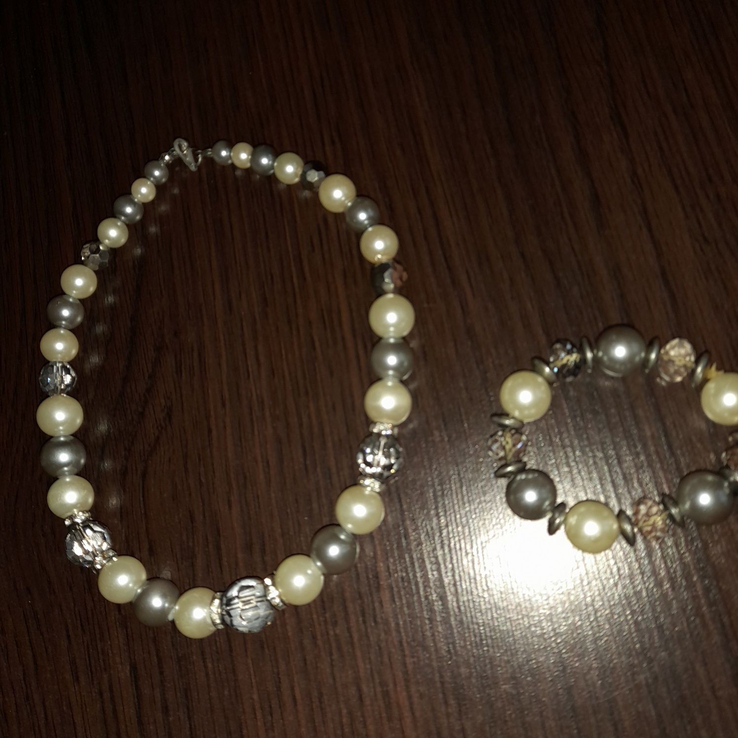 Naszyjnik bransoletka perły krysztalki