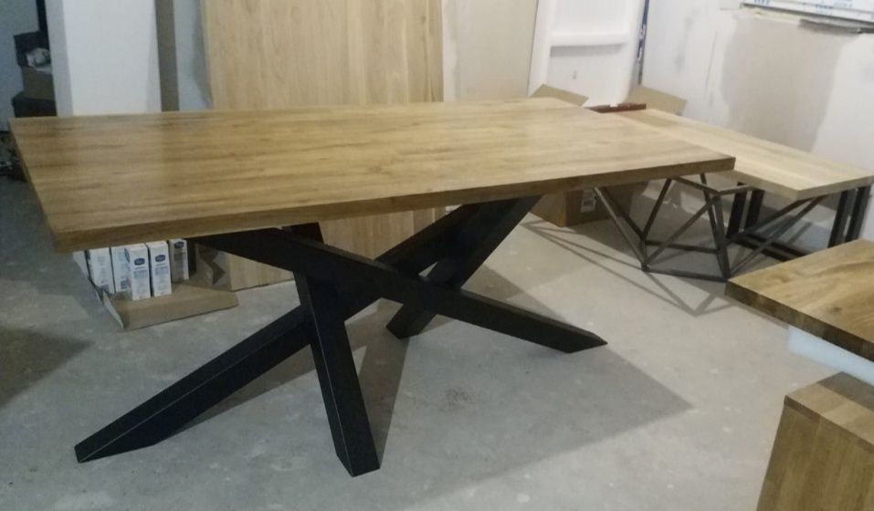 Stół dębowy loft pająk Drewno naturalne