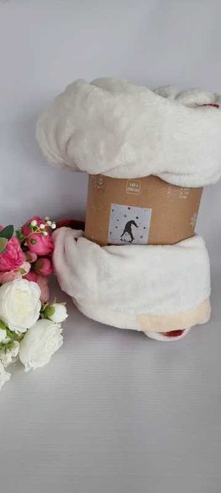 Koc świąteczny kratka skrzat 140x200