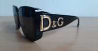 DOLCE&GABBANA D&G okulary przeciwsłoneczne damskie czarne, złote logo