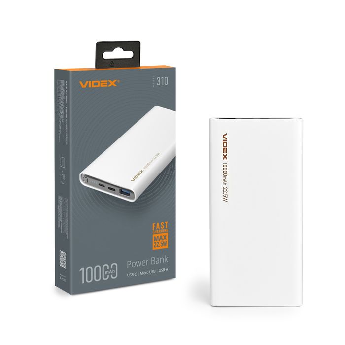 Повербанк 10000mAh VIDEX VPB-310 22.5W White