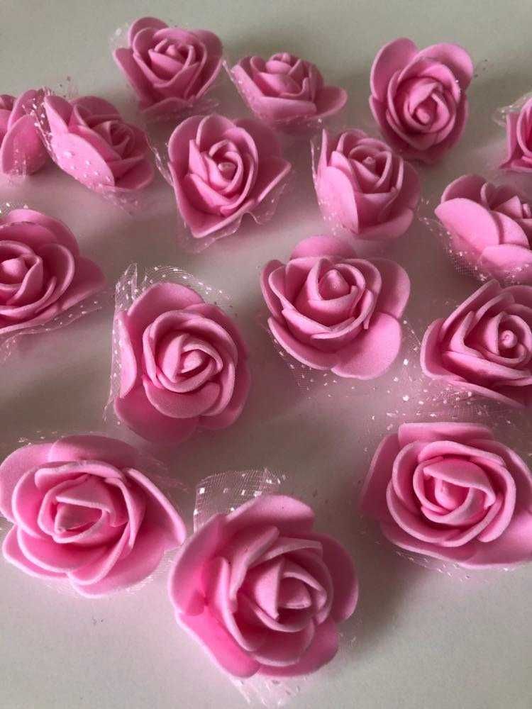 Różyczki dekoracyjne różowe NOWE - komplet 20szt.