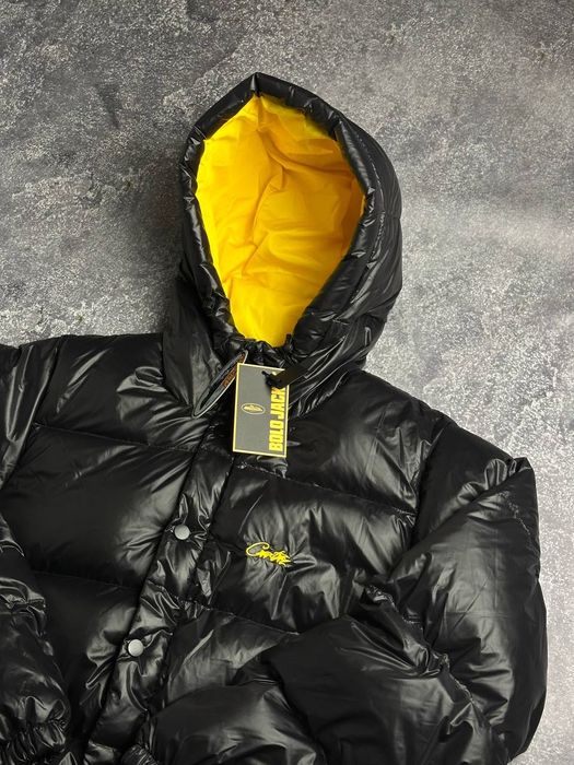 Corteiz puffer чорний черный желтый пуховик drill drip куртка курточка