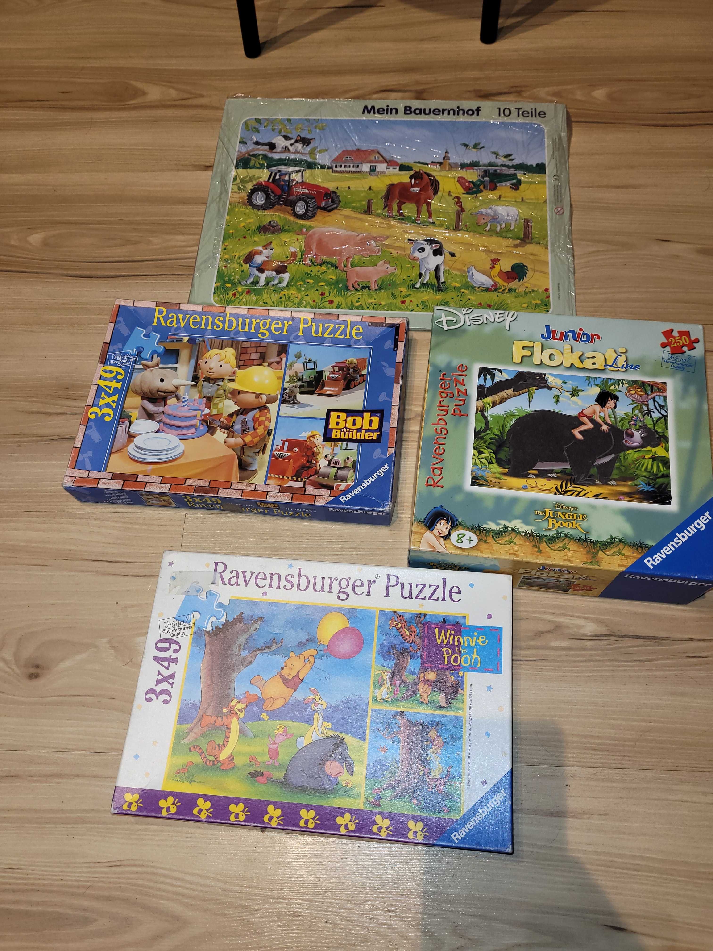 4 Puzzle z Niemiec Ravensburger Flokai Disney Bob Winnie Pooh wys.12zl