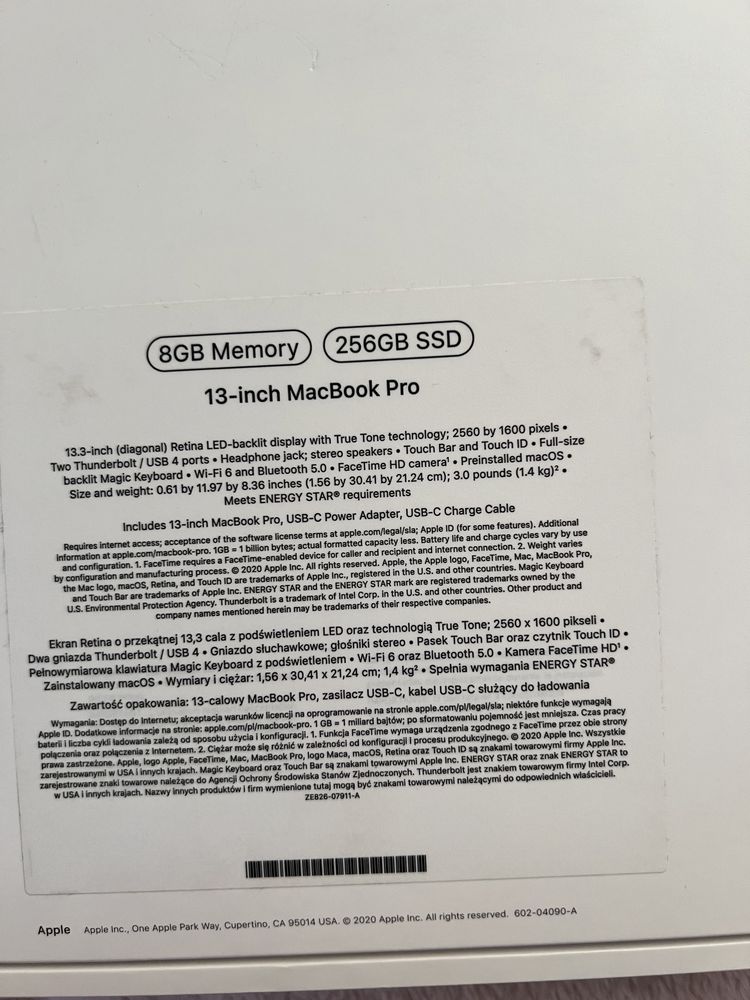 MacBook Pro m1 90% 45 cykli