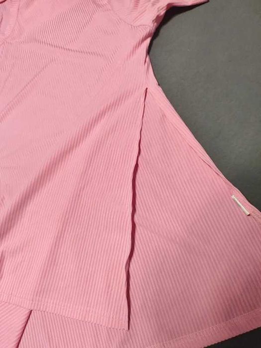 Shein koszulka prążkowana t-shirt różowa oversize 4xl