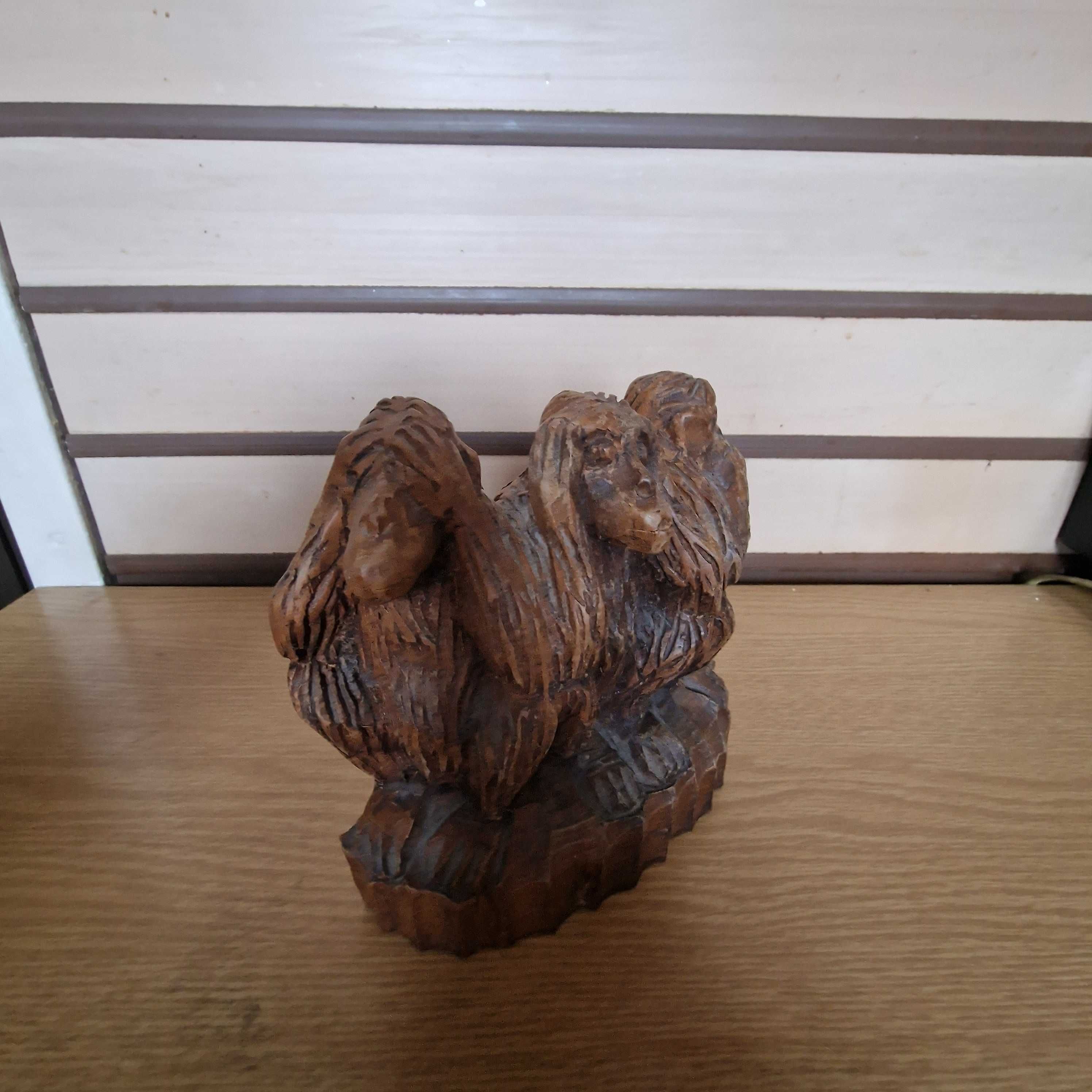 Rzeźba figurka 3 małpki drewno egzotyczne