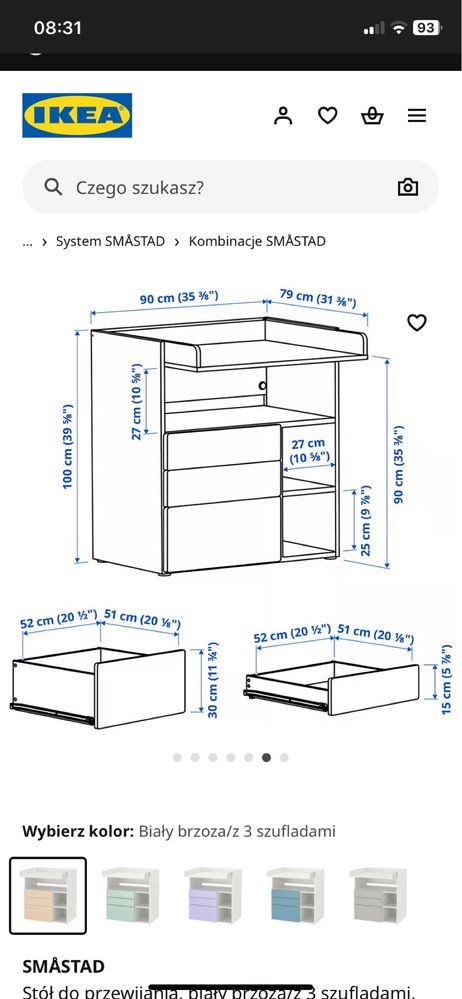 Komoda z przewijakiem przewijak stuva smastad ikea z szufladami 2w1
