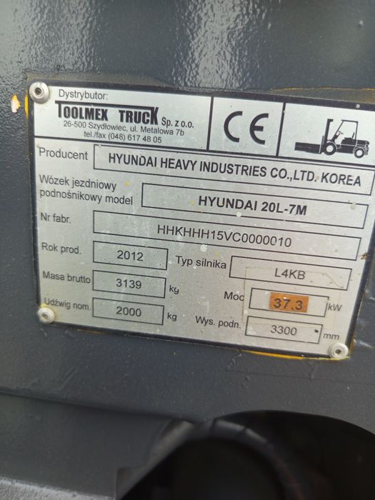 Sprzedam wózek widłowy Hyundai udz 2 to rok 2012