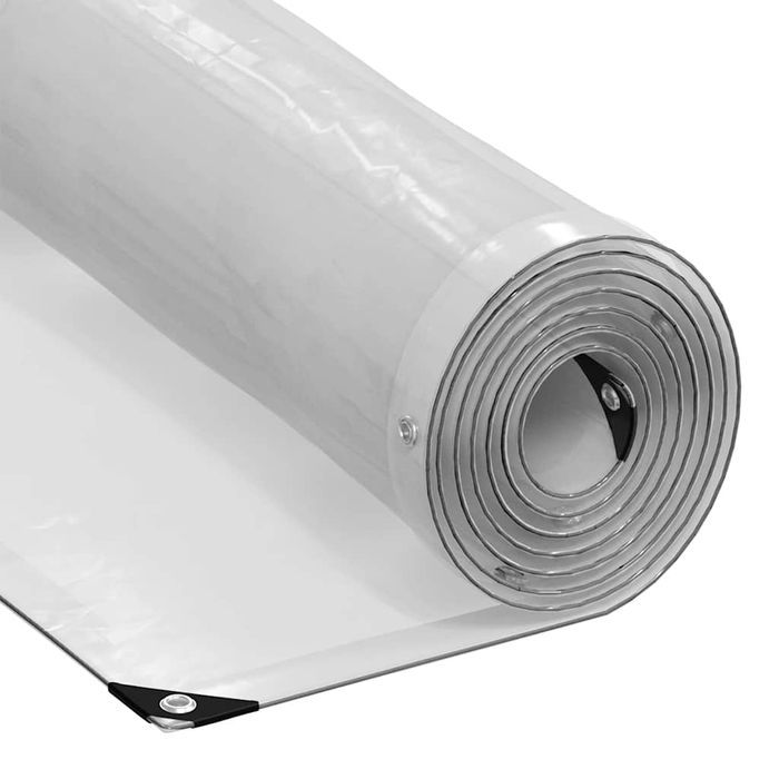 vidaXL Przezroczysta plandeka z oczkami 6x12 m Polietylen