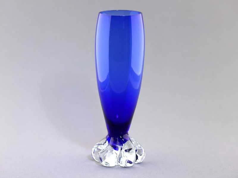 Szklany wazon kobaltowy wys 21,5cm Borgstrom Aseda Glasbruk Szwecja