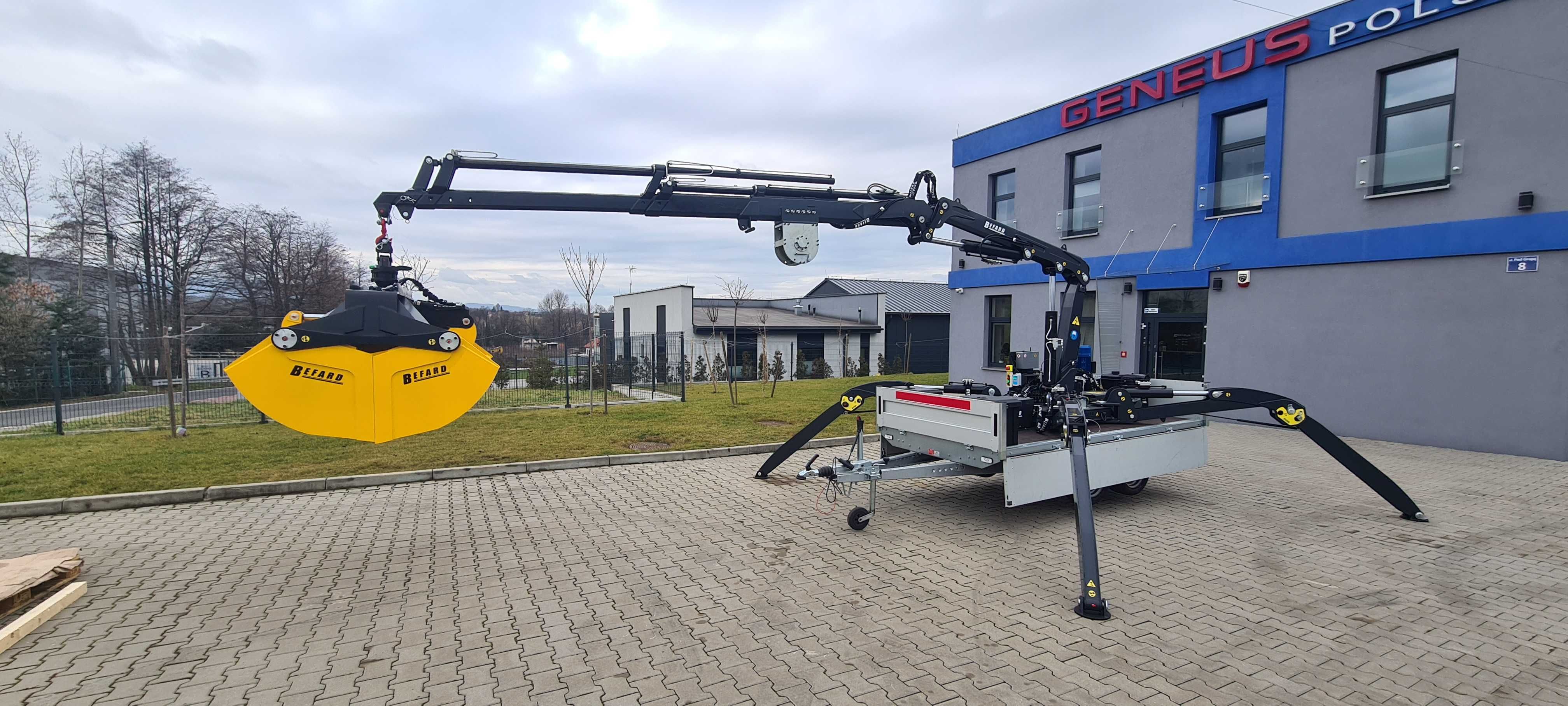 Żuraw Befard trailer crane na przyczepie XJ55 Polski Producent
