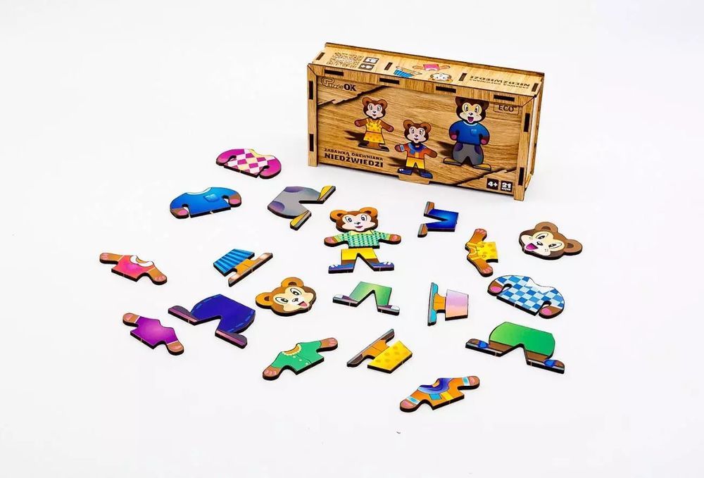 Drewniana układanka. Niedźwiedzie