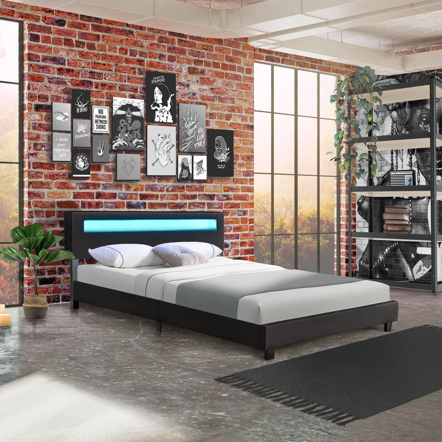 Łóżko tapicerowane Paris 160 x 200 cm czarne