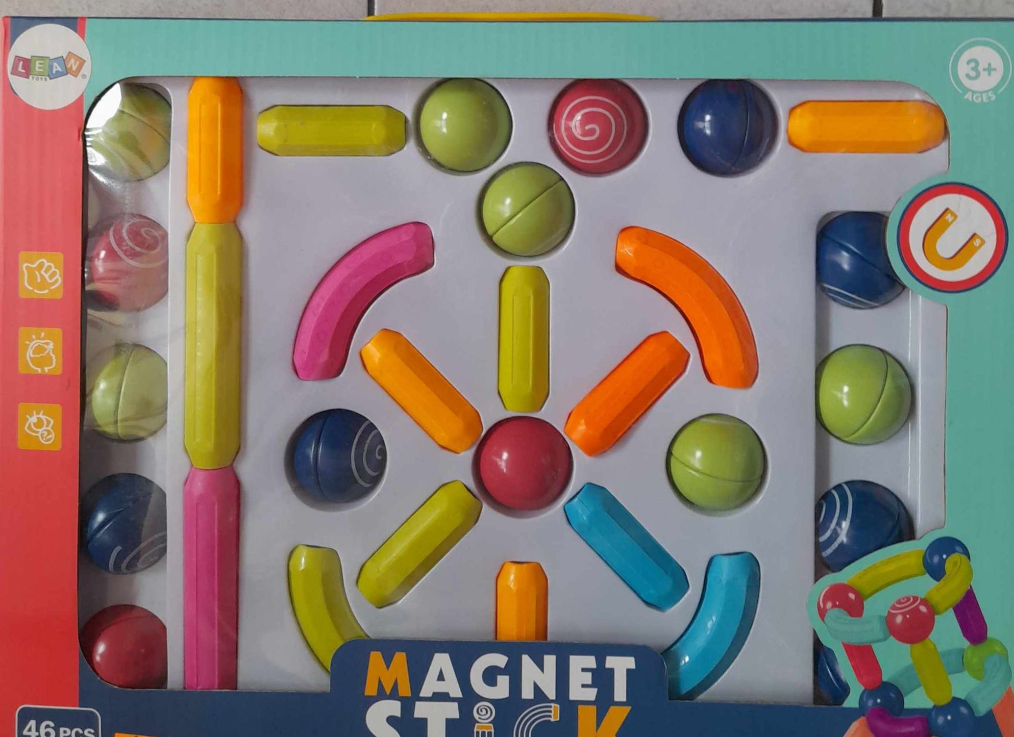 Klocki magnetyczne zabawka dla dziecka  magnes zestaw 46 elementów