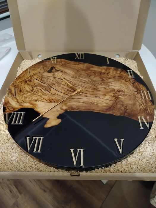 Zegar 50cm z żywicy epoksydowej.