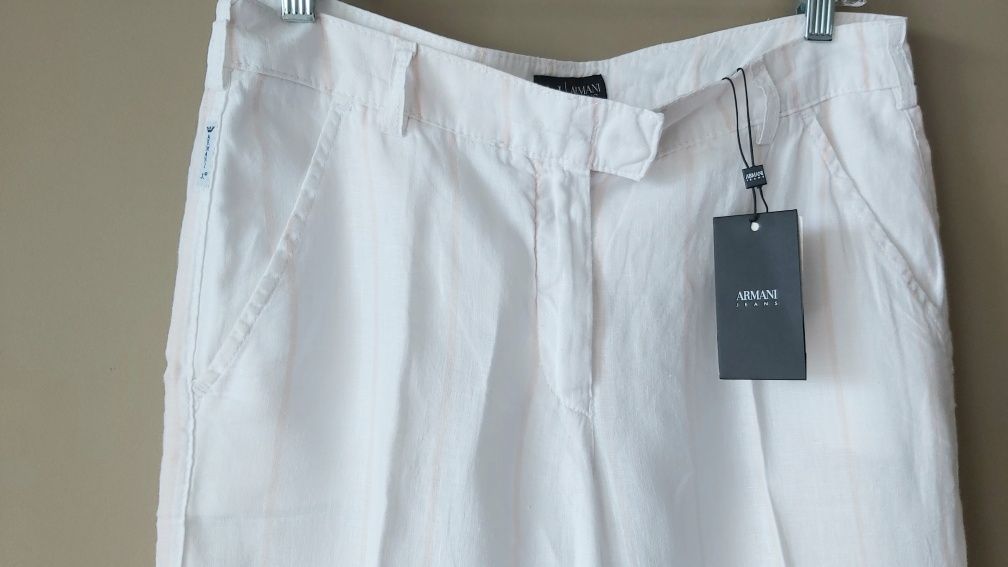 Armani Jeans lniane cudne  nowe spodnie damskie 40
