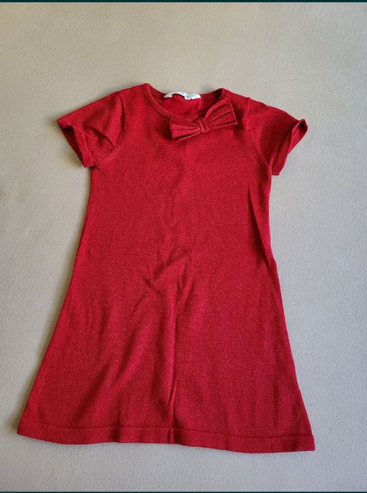 Super jak nowa sukienka H&M świąteczna 110/116 czerwona mikołaj elf