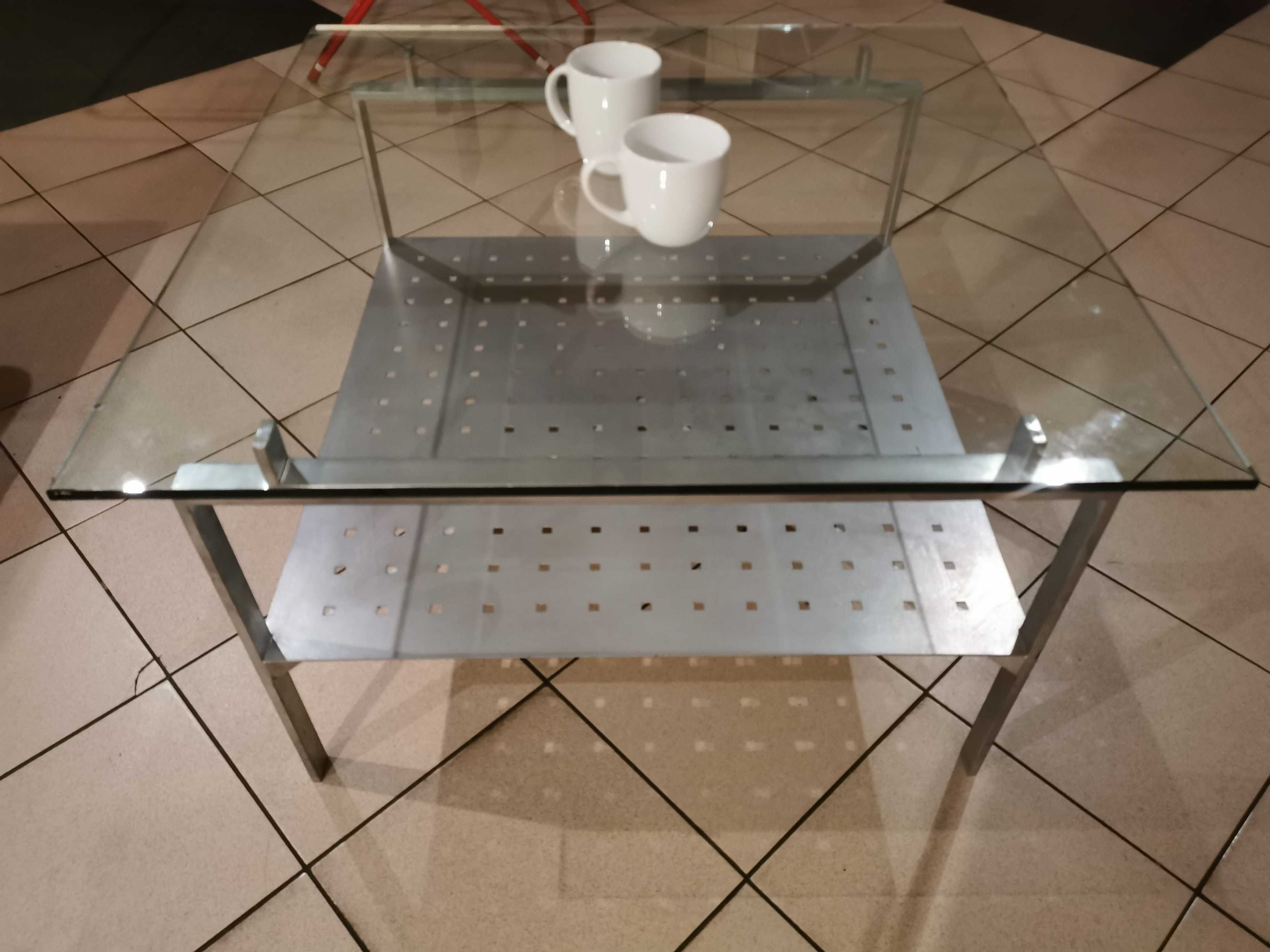Stolik kawowy z blatem szklanym 80x80