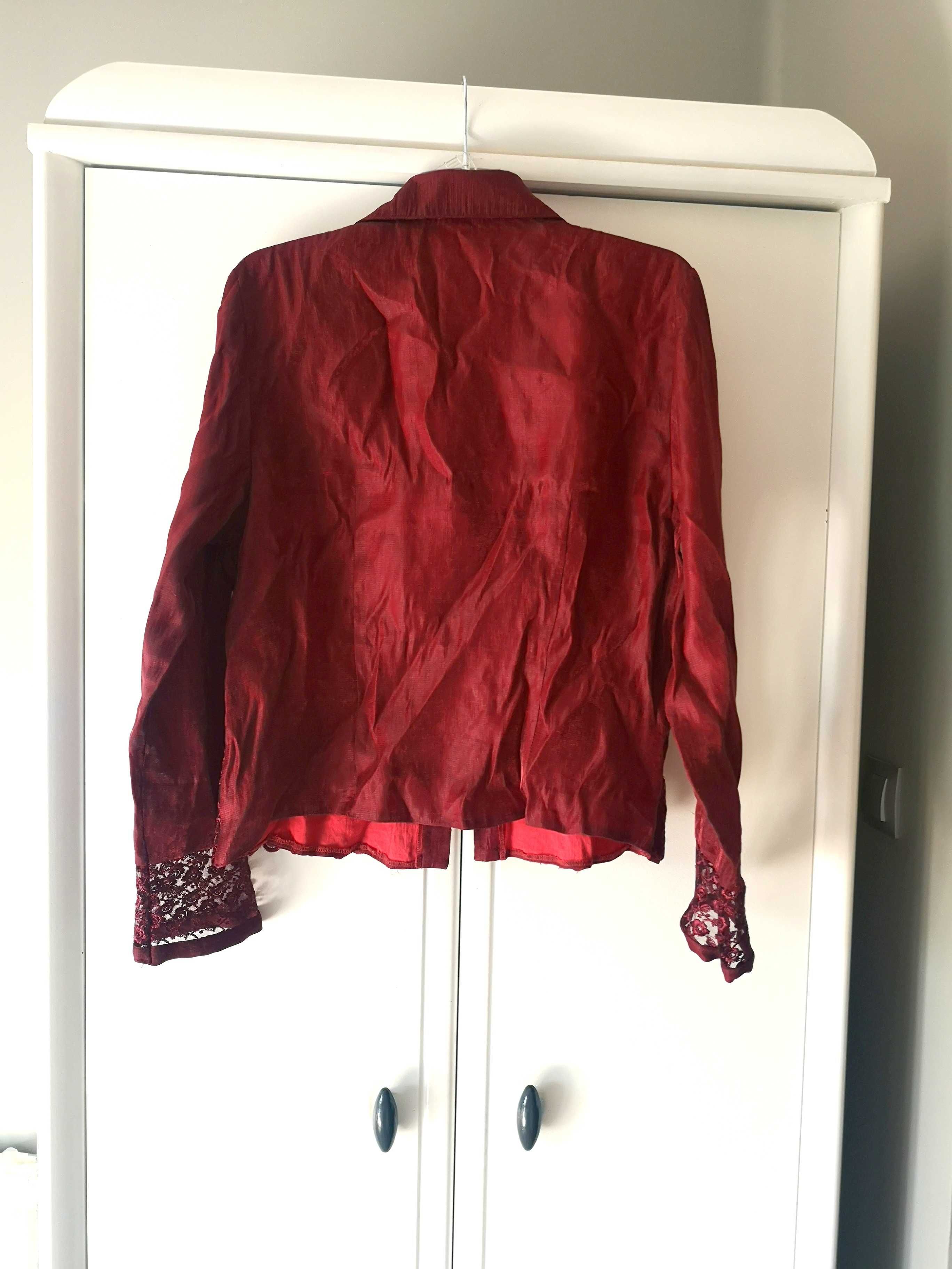 elegancka czerwona koszula 46XXXL wiśniowa bordowa bluzka damska