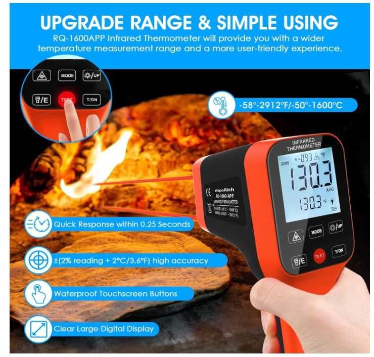 Pirometr laserowy z Bluetooth WapoRich -50-1600 stopni