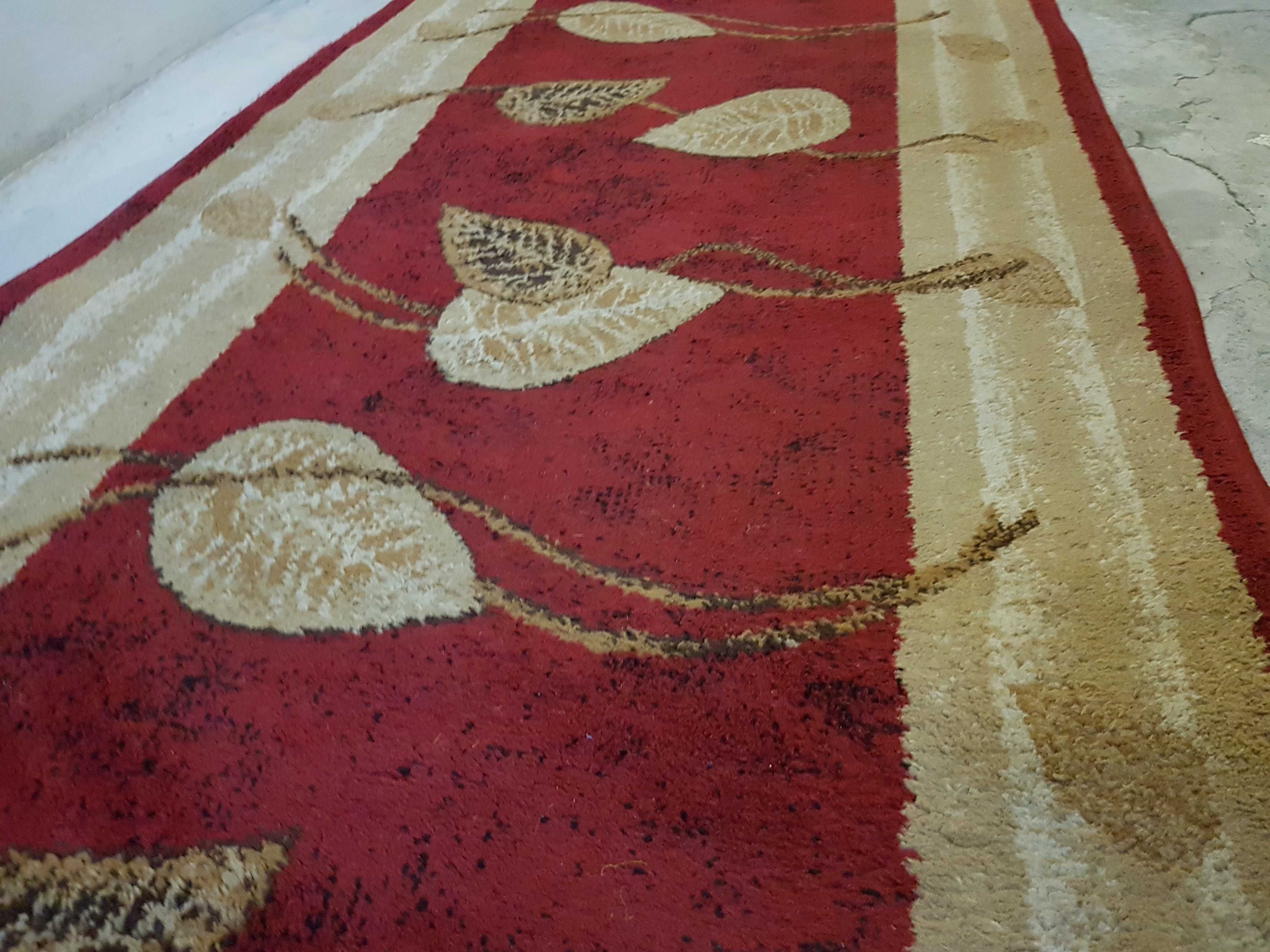 Wyprany chodnik wiśniowo beżowy 80x415cm retro Łuszczów
