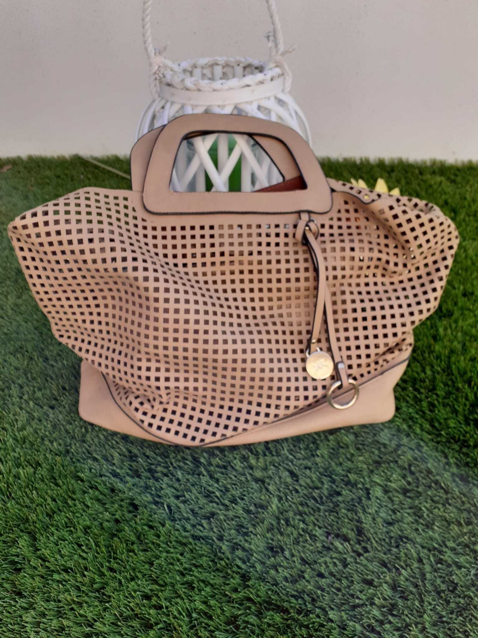 Mala camel com bolsa interior