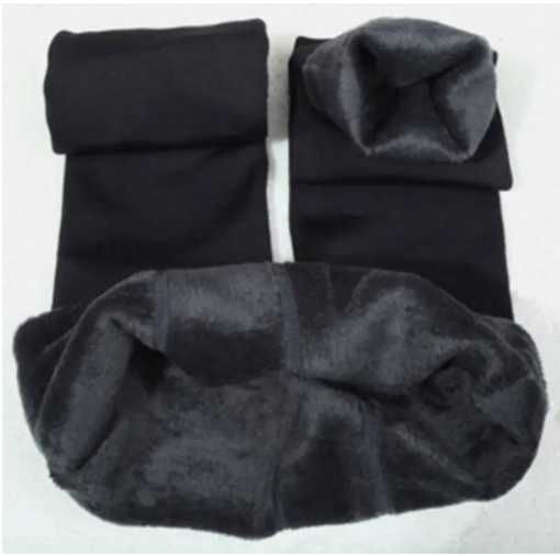 Лосины на меху- утепленные, бесшовные, черные лейгенсы- Батал (М-6XL)