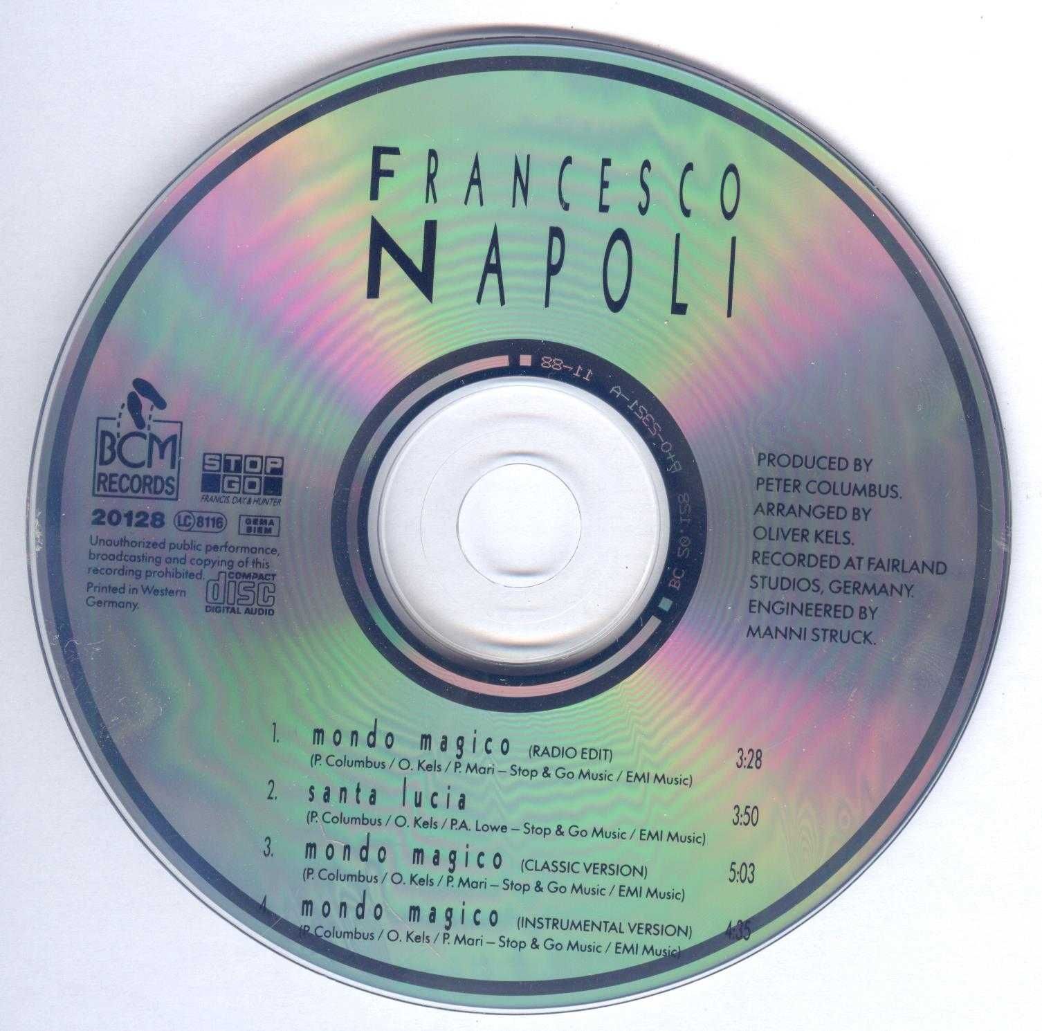 Maxi CD Francesco Napoli - Mondo Magico (1988) (BCM Records)