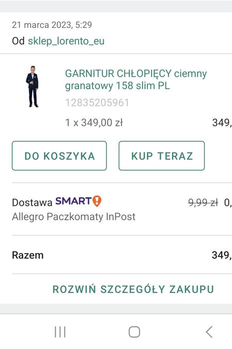 Sprzedam garnitur chłopięcy