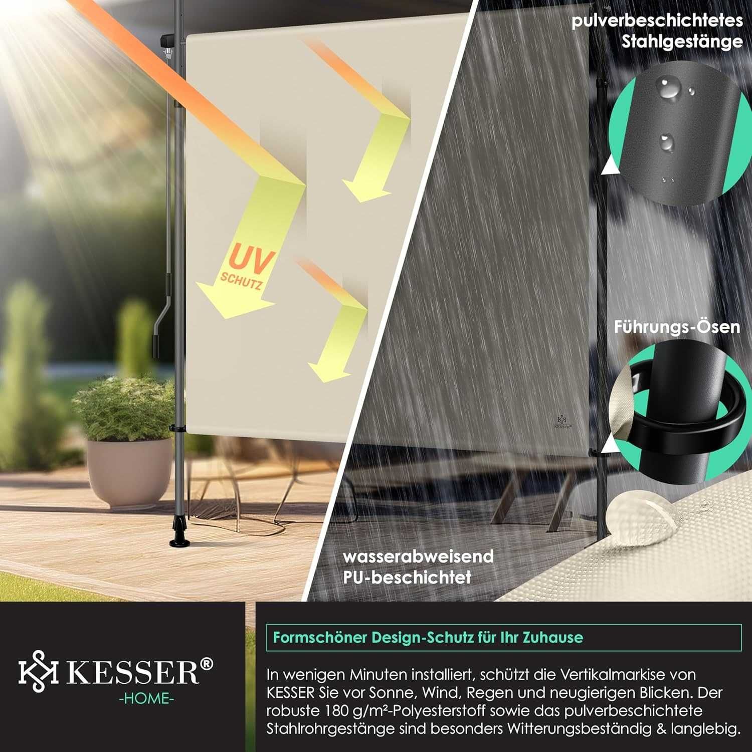 Nowa markiza pionowa/roleta KESSER 120x310 / osłona UV /ochrona !4599!