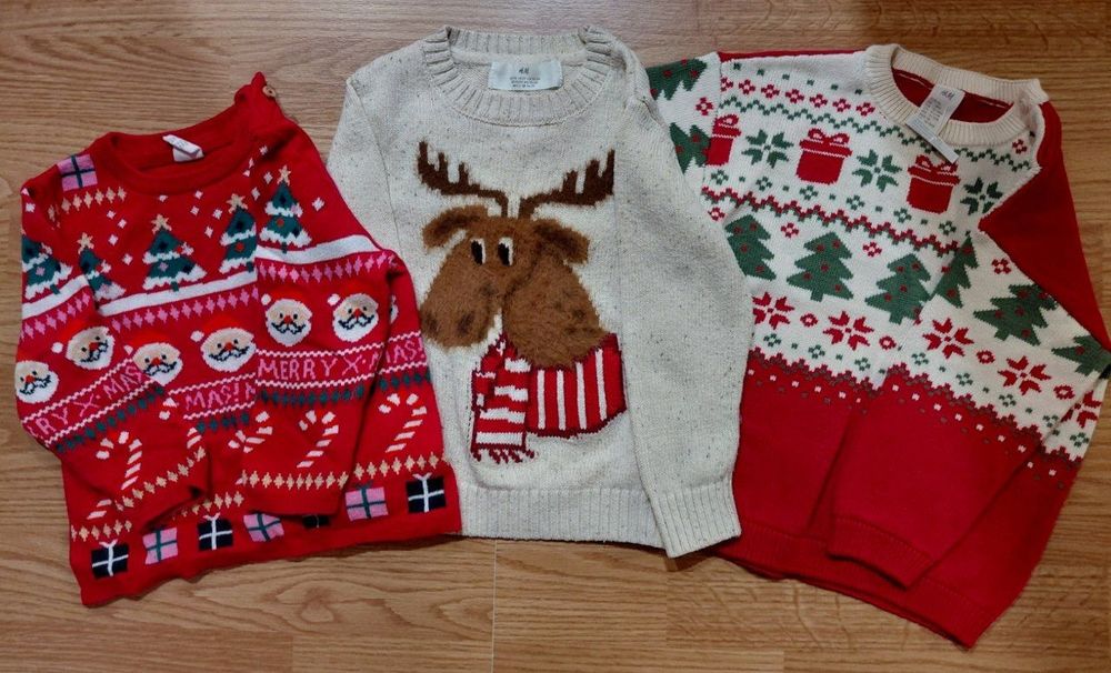Дитячі новорічні кофтинки світера фірмові h&m на 1-1.5 та 1.5-2 роки