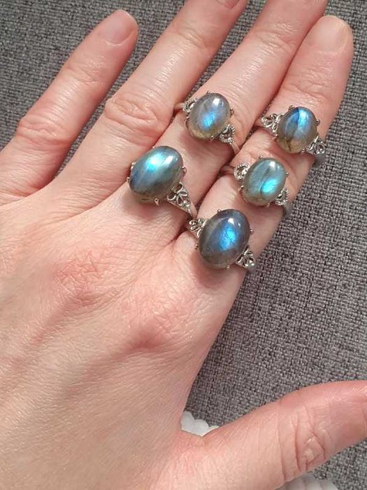 Anel de labradorite azul 14mm ou 11mm (ajustável) - ESCOLHER UM