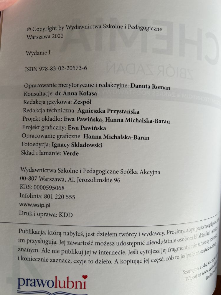Chemia zbior zadań klasa 4 WSIP