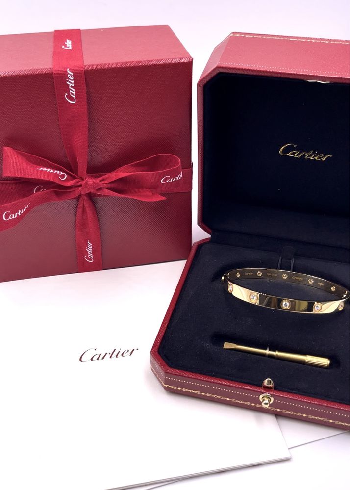 Золотой браслет с брииллиантами Cartier LOVE 1:1