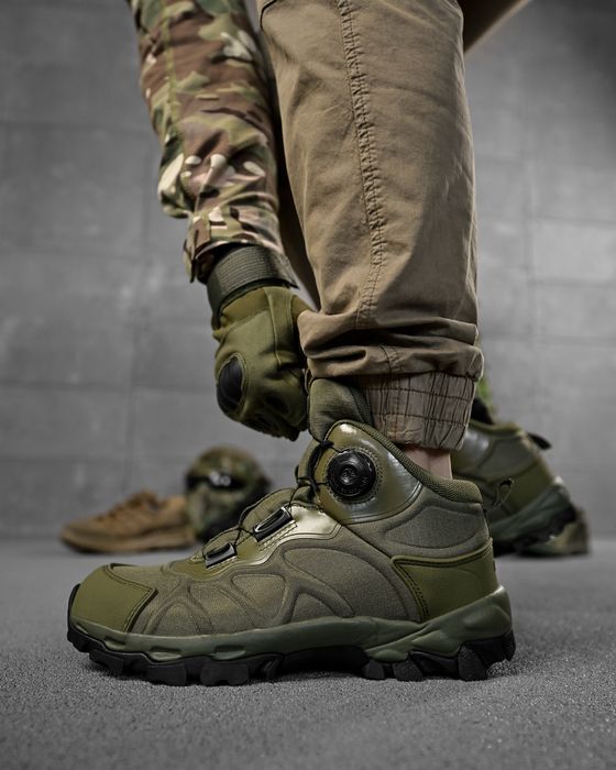 Чоловічі черевики Олива автошнурівка Єврозима легкі та теплі