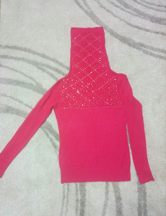 Нарядный женский гольф коралловый кофта кофточка свитер пуловер