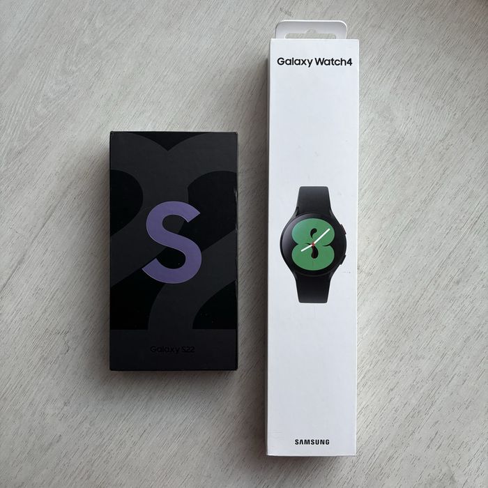 Zestaw samsung galaxy s22 fiolet i zegarek smartwatch watch 4 czarny