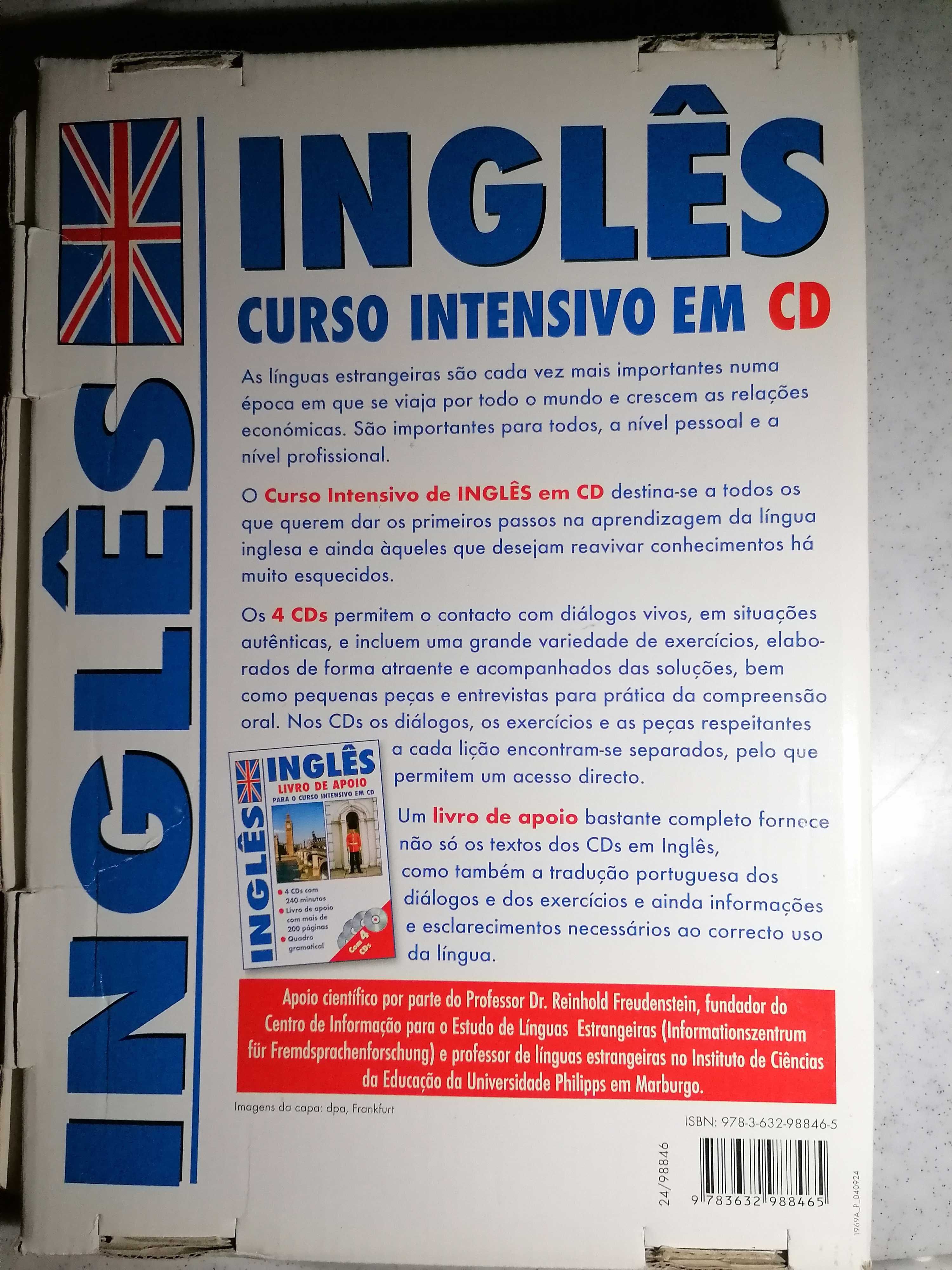 Curso intensivo de Inglês com CD, livro e quadro gramatical