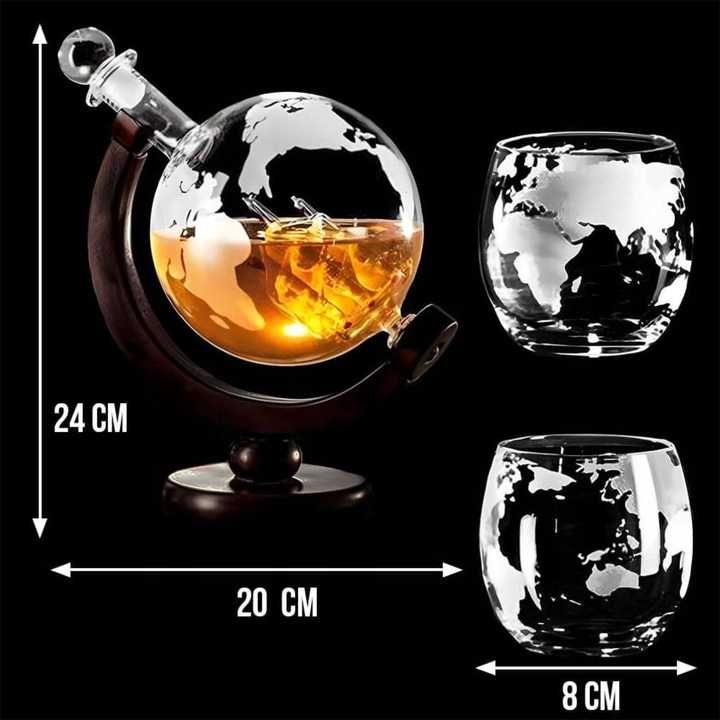 Zestaw do Whisky Karafka na Alkohol GLOBUS Szklanki Prezent dla Faceta