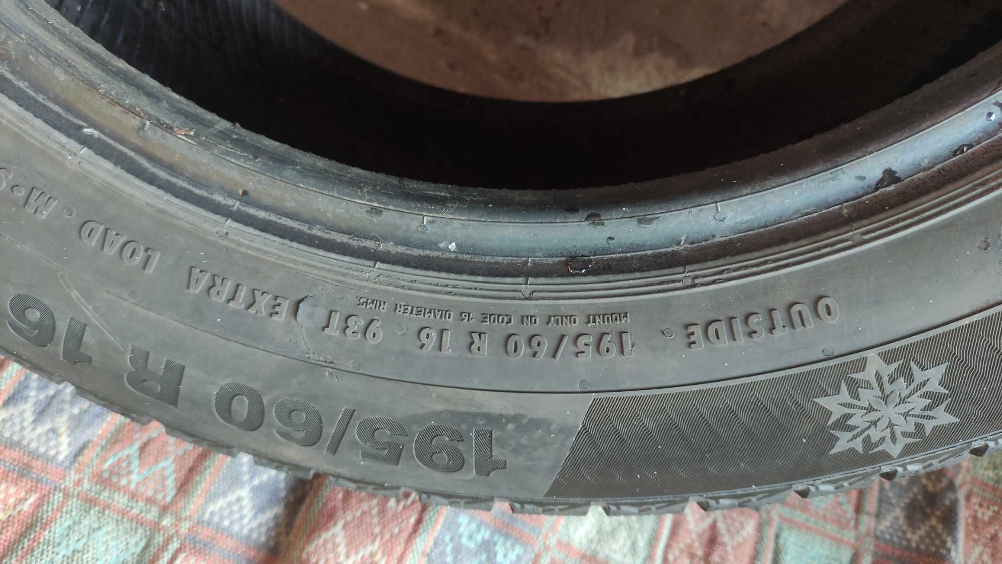 Резина Continental 195/60 R16 2шт зима! Покрышка Скат! 2000 грн пара