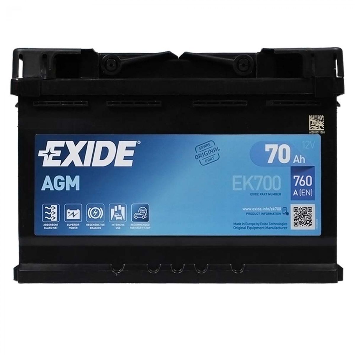 EXIDE Start-Stop AGM (EK700) 70Аh 760A R+