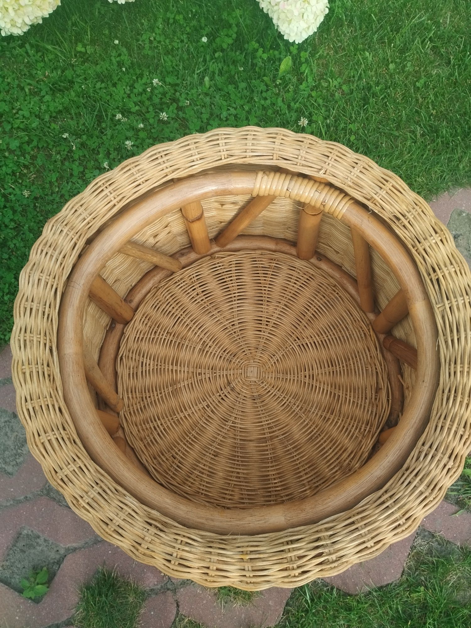 Puf pufa okrągła rattanowa rattan boho podnóżek rattan rattanowy