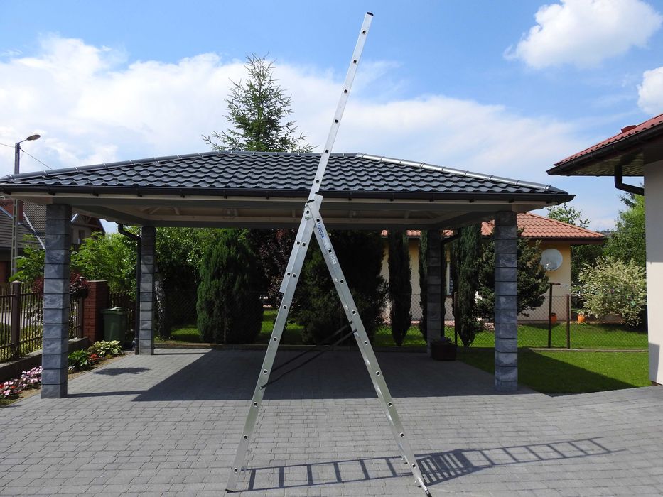 Drabina aluminiowa trzyfunkcyjna 3x9 stopni, długość 5,30 m