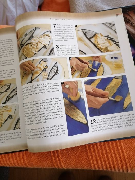 Livro de ensino sobre decoração em vidro