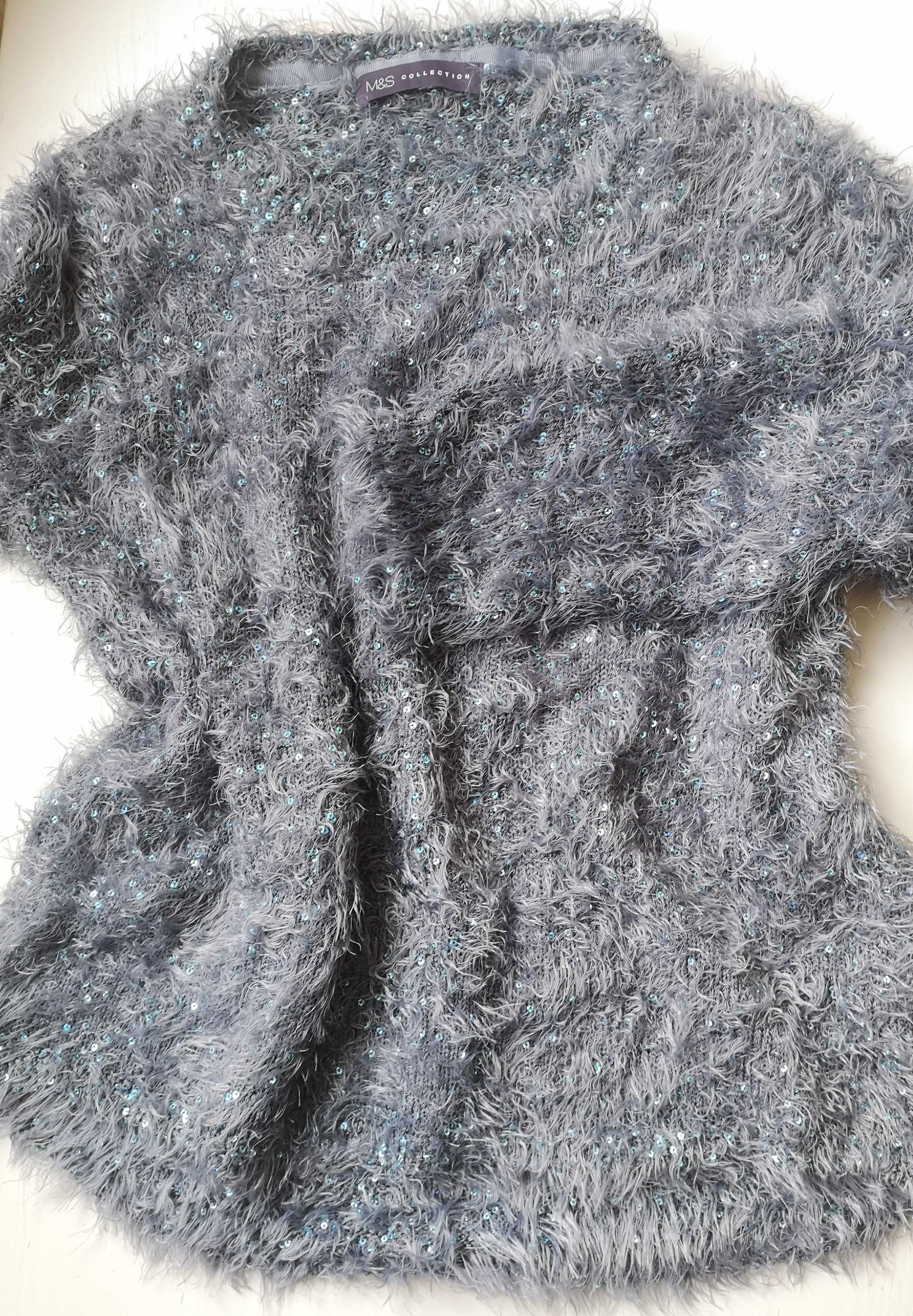 Włochaty sweter z cekinami 38/M
