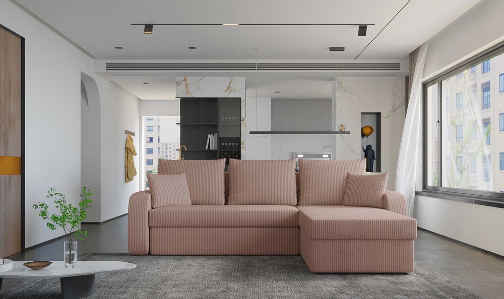 NAROŻNIK z funkcją spania nowoczesny COSMO rozkładany ROGÓWKA pojemnik