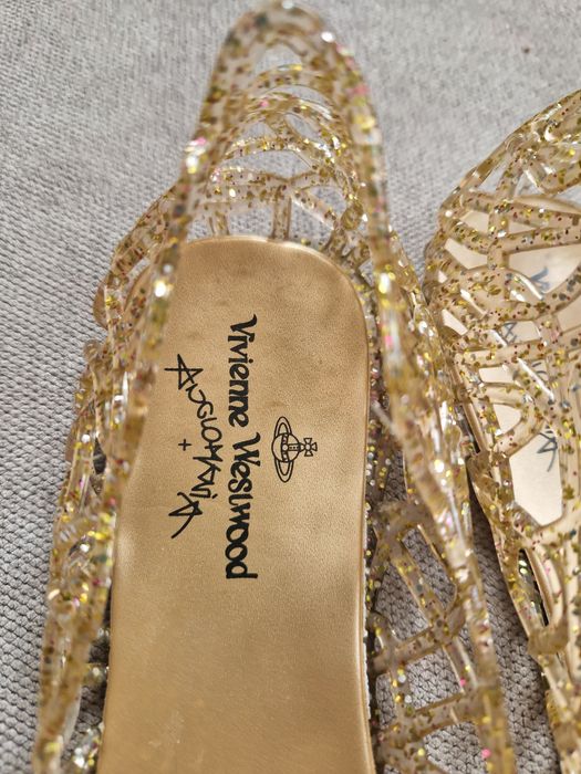 Baleriny ażurowe złote rozmiar 38 projekt Vivienne Westwood